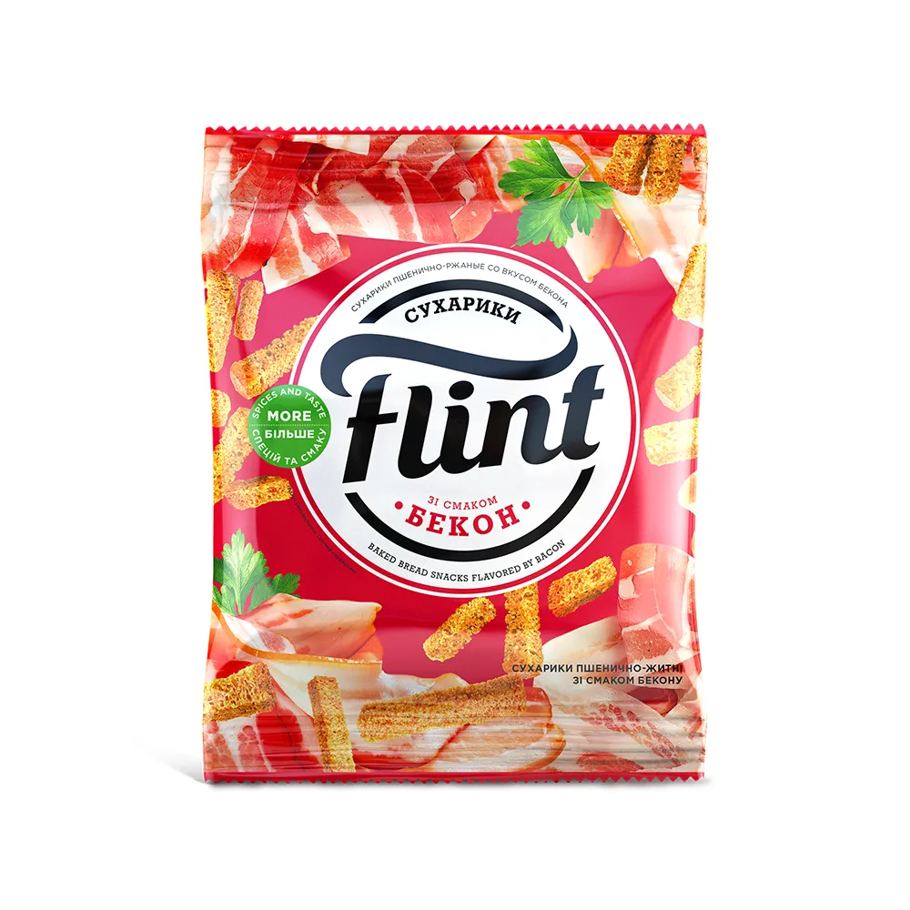 Сухарики Flint пшен.-житн. бекон 65гр  арт. 06711 