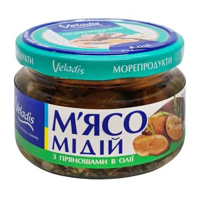 Мідії Veladis в олії з прянощами 200гр  арт. 10823
