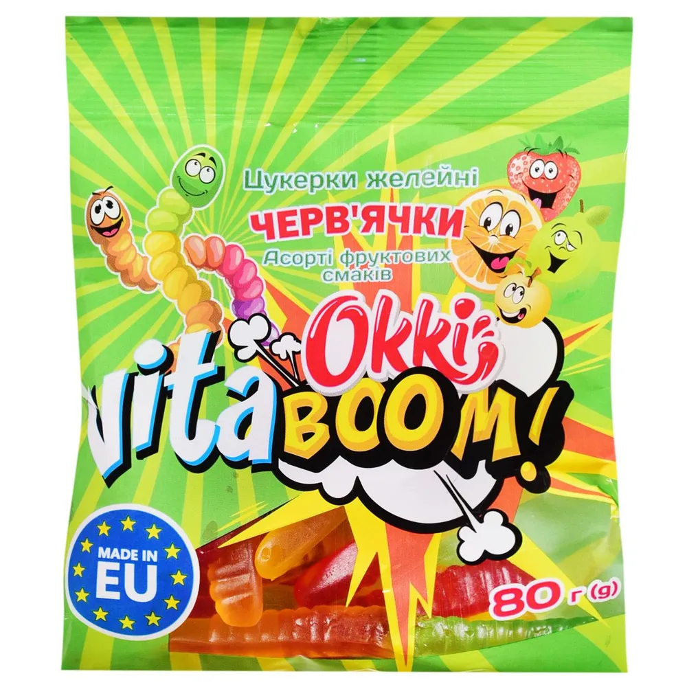 Желейна цукерка Okki Черв'ячки 80гр  арт. 05115 