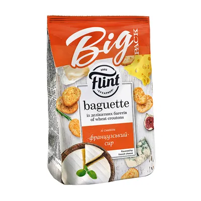 Сухарики Flint Пшеничні Baguette Французський сир 100гр  арт. 00566